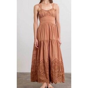 Moon River Dress Women's XS 100% Cotton Eyelet Cottagecore Western Boho NEW